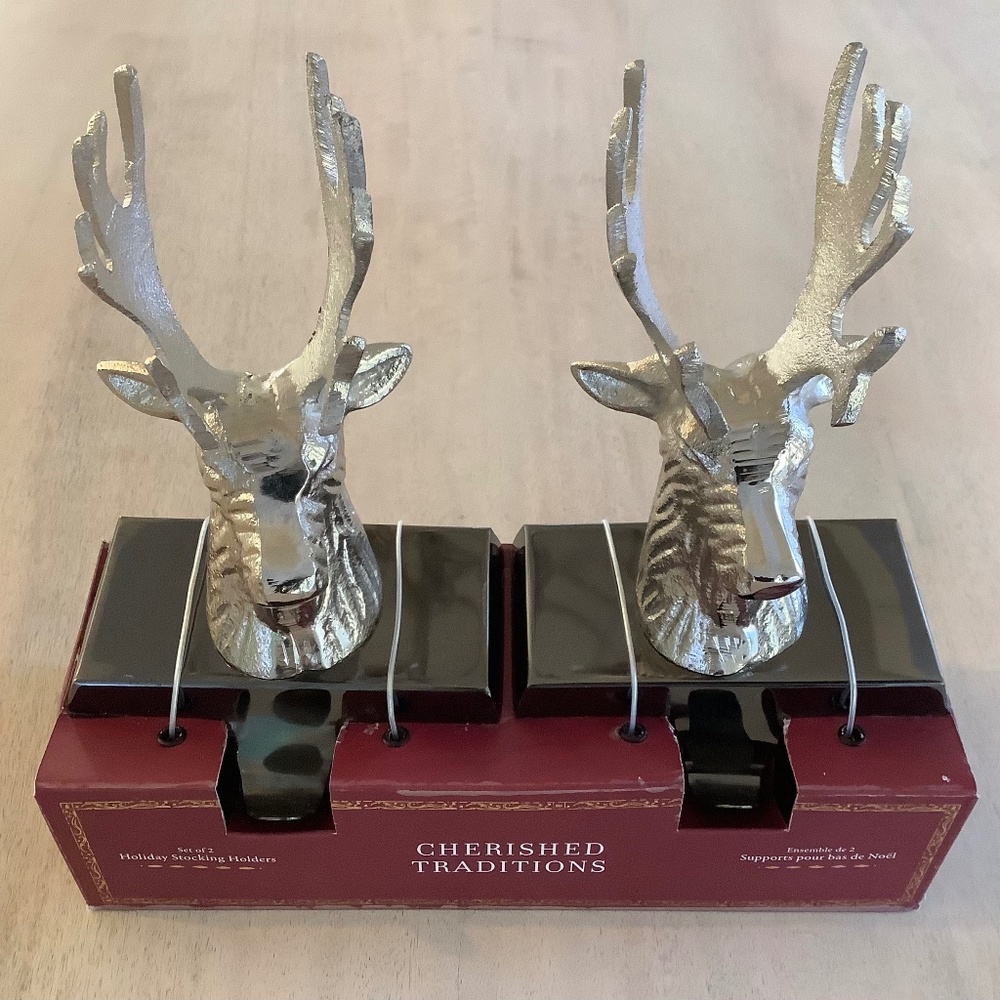 Set of 2 Deer Antler Stocking Holders